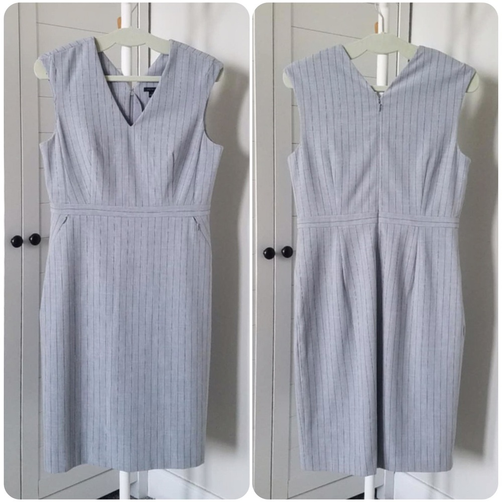 Ann Taylor Gray Pinstripe Midi Dress